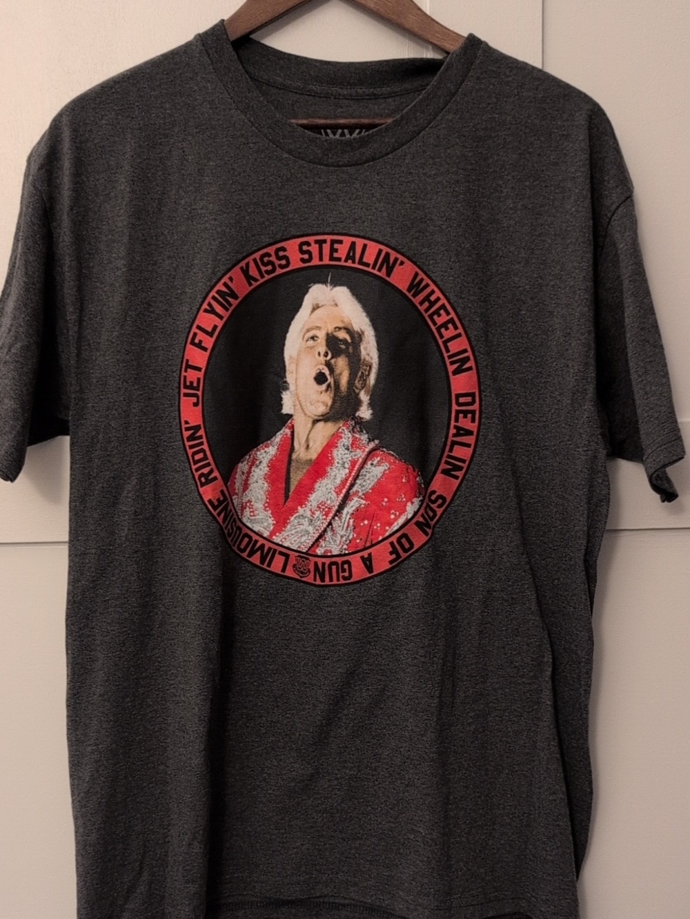 WWE Charcoal Gray Short-Sleeve Tee with Red Graphic